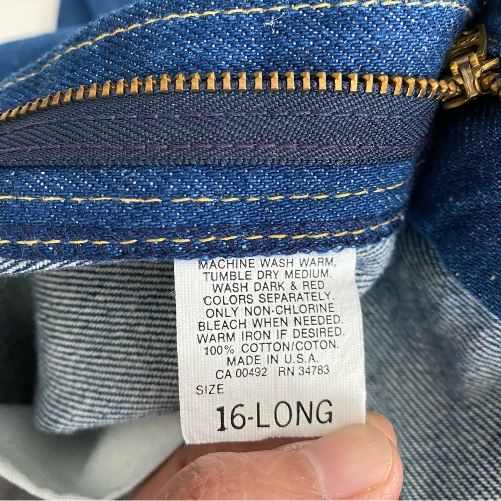 Vintage Lee High Rise Tapered Leg Mom Jeans Size 16 Long Made in USA Cotton - Picture 5 of 15